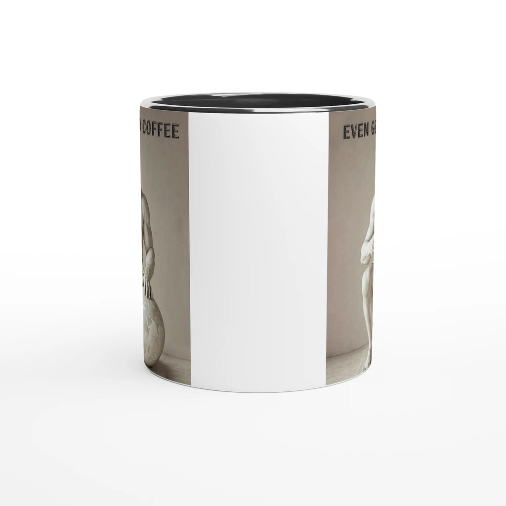 White mug with black interior on a white background