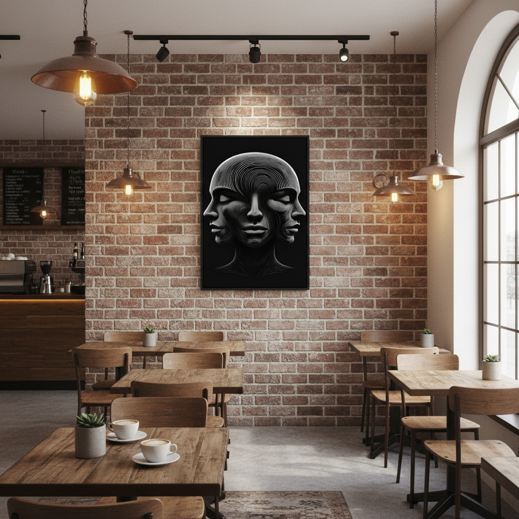 3 Faces Canvas in Cafe