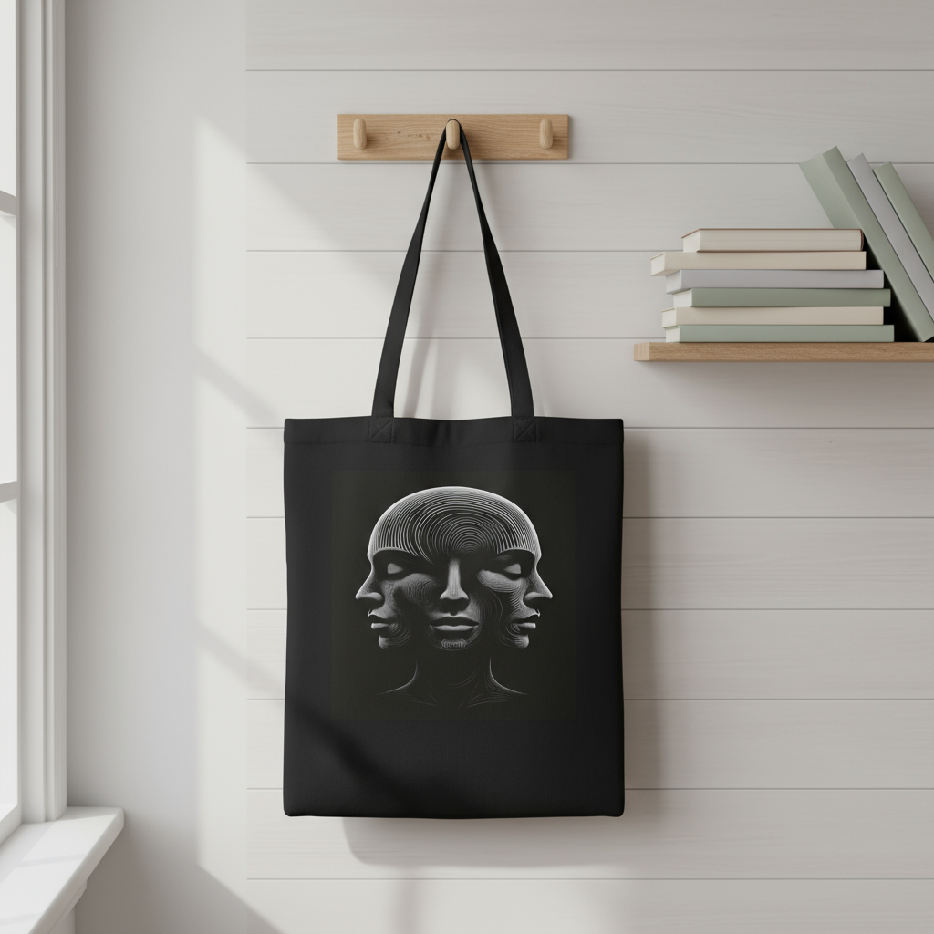 3 Faces Tote Bag on Hook
