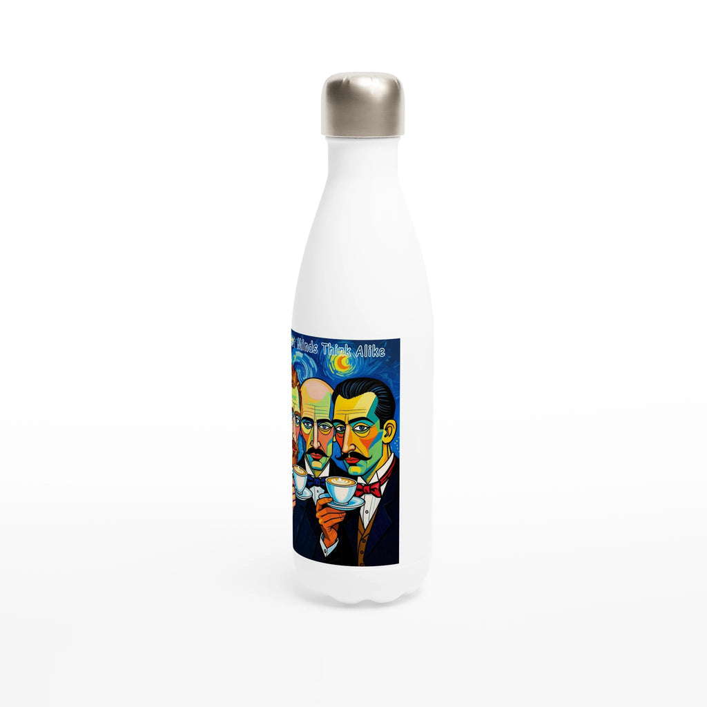 Great Minds Think Alike water bottle - Picasso Dali Van Gogh coffee art 17oz stainless steel