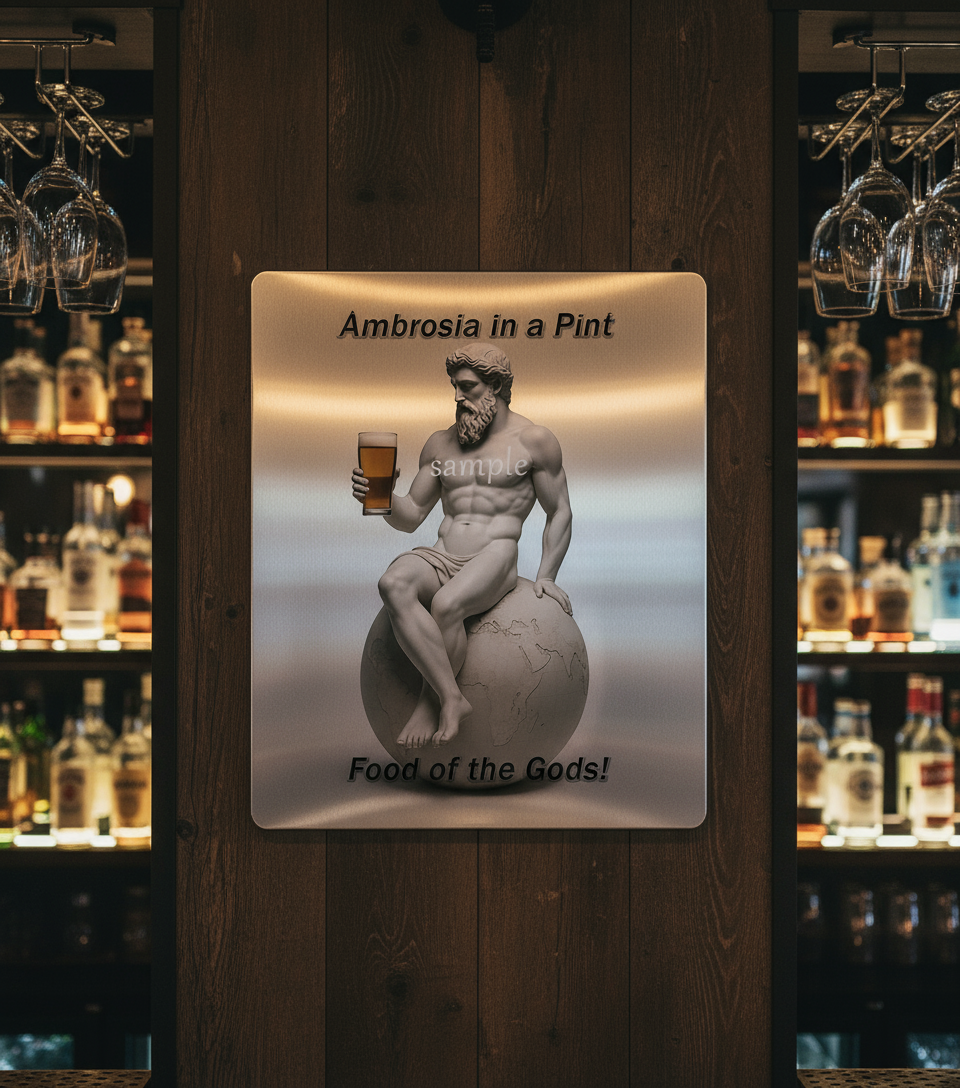 Atlas aluminium print in bar