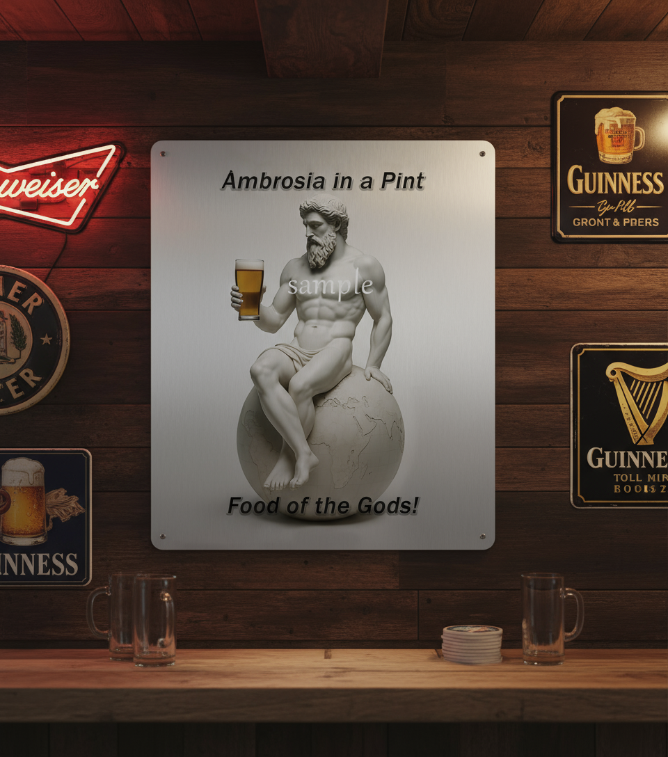 Atlas aluminium print in man cave