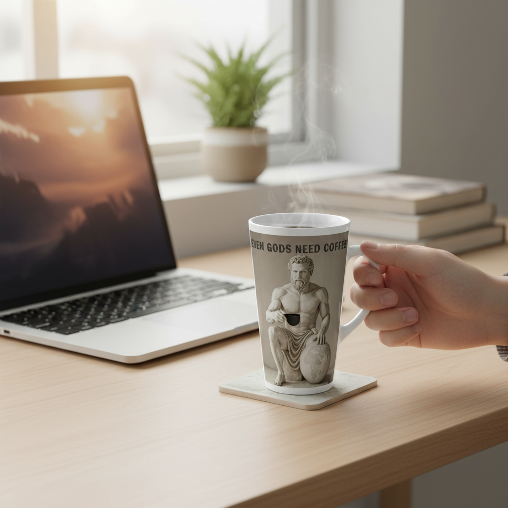 Atlas latte mug on desk