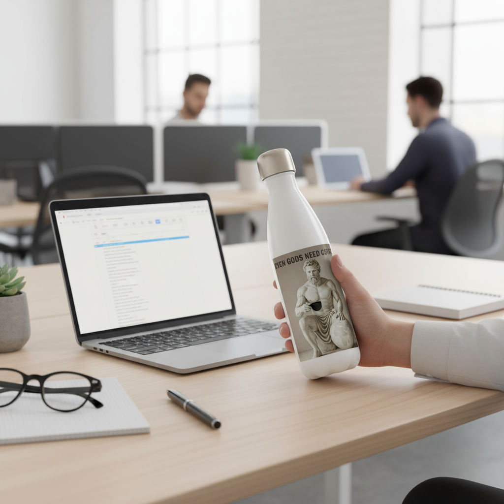 Atlas water bottle at desk