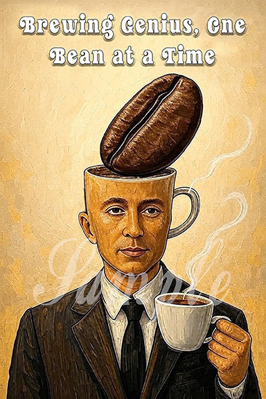 Brewing Genius One Bean at a Time - Digital Download | Surreal Coffee Art Print 30x20