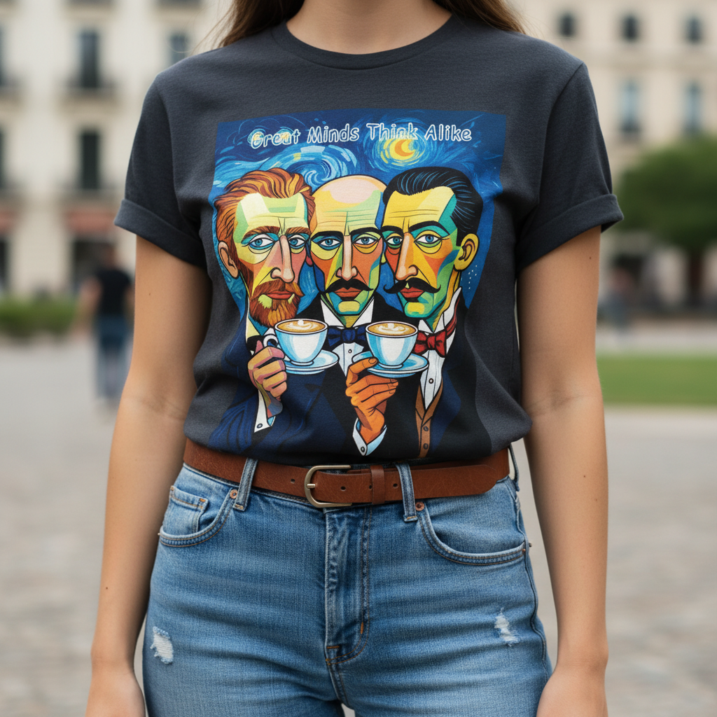 Close-up person wearing Great Minds t-shirt with jeans