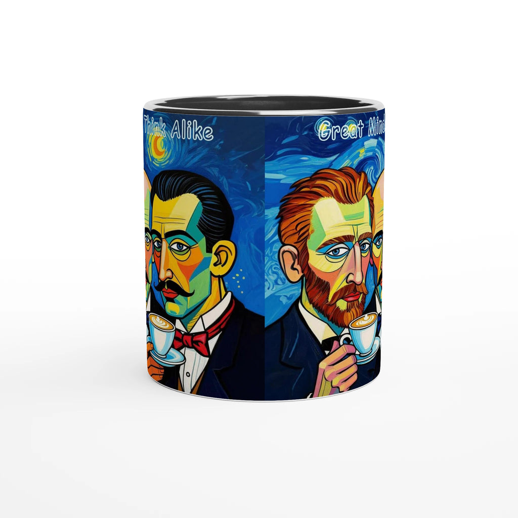Great Minds Think Alike mug - Picasso Dali Van Gogh coffee art 11oz ceramic mug with black interior"