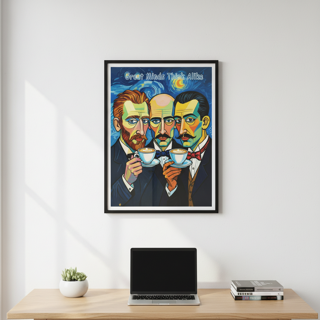 Great Minds poster in home office