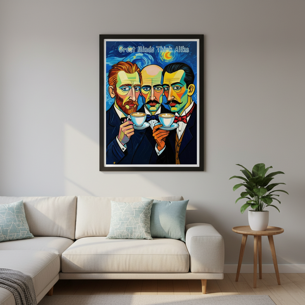 Great Minds poster in living room