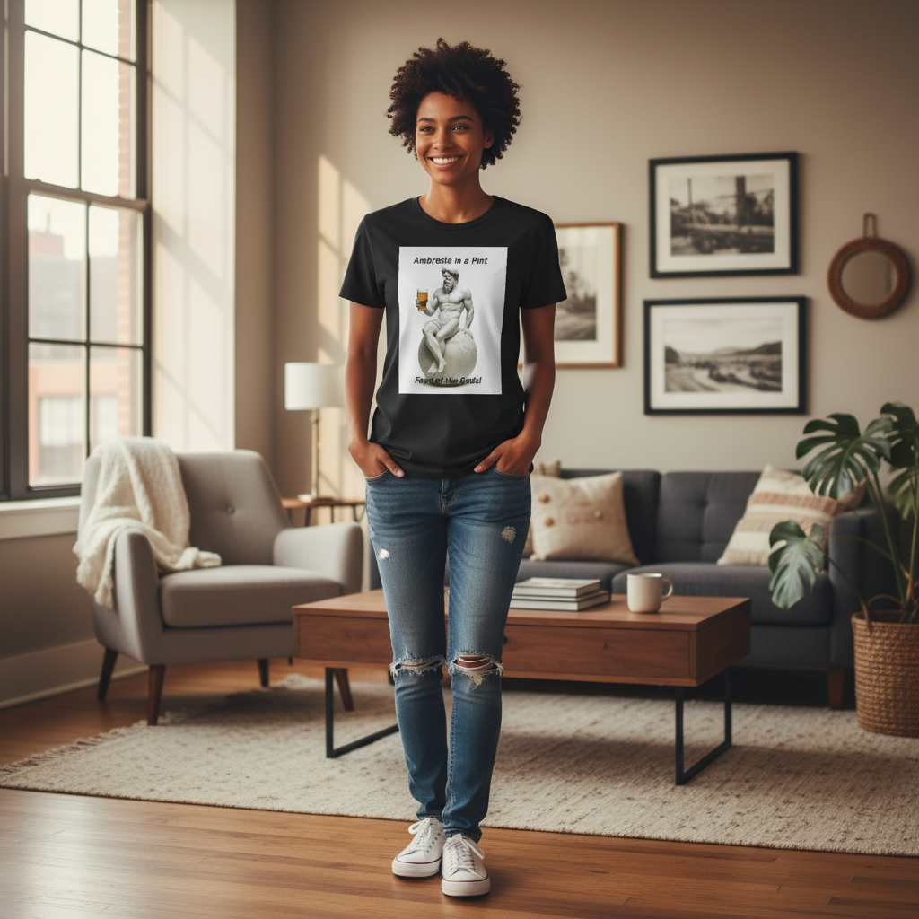 Atlas drinking nectar black t-shirt lifestyle - casual mythology fashion