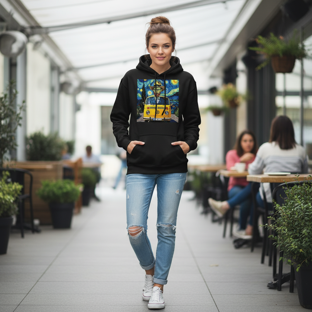 Van Gogh Ear We Go hoodie woman casual - female model wearing cosy pullover