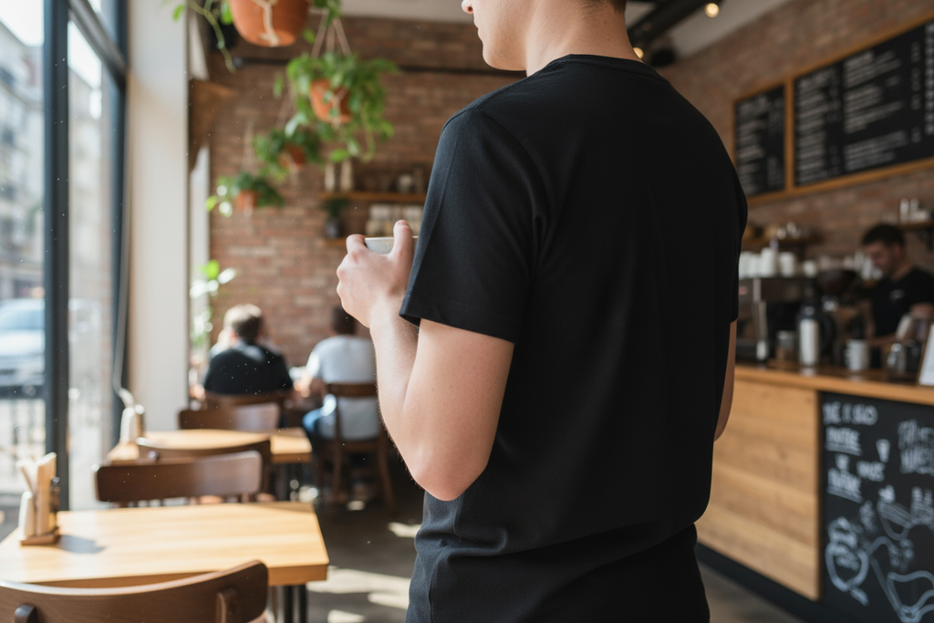 Scream If You're Out of Coffee t-shirt plain black back view - no back print
