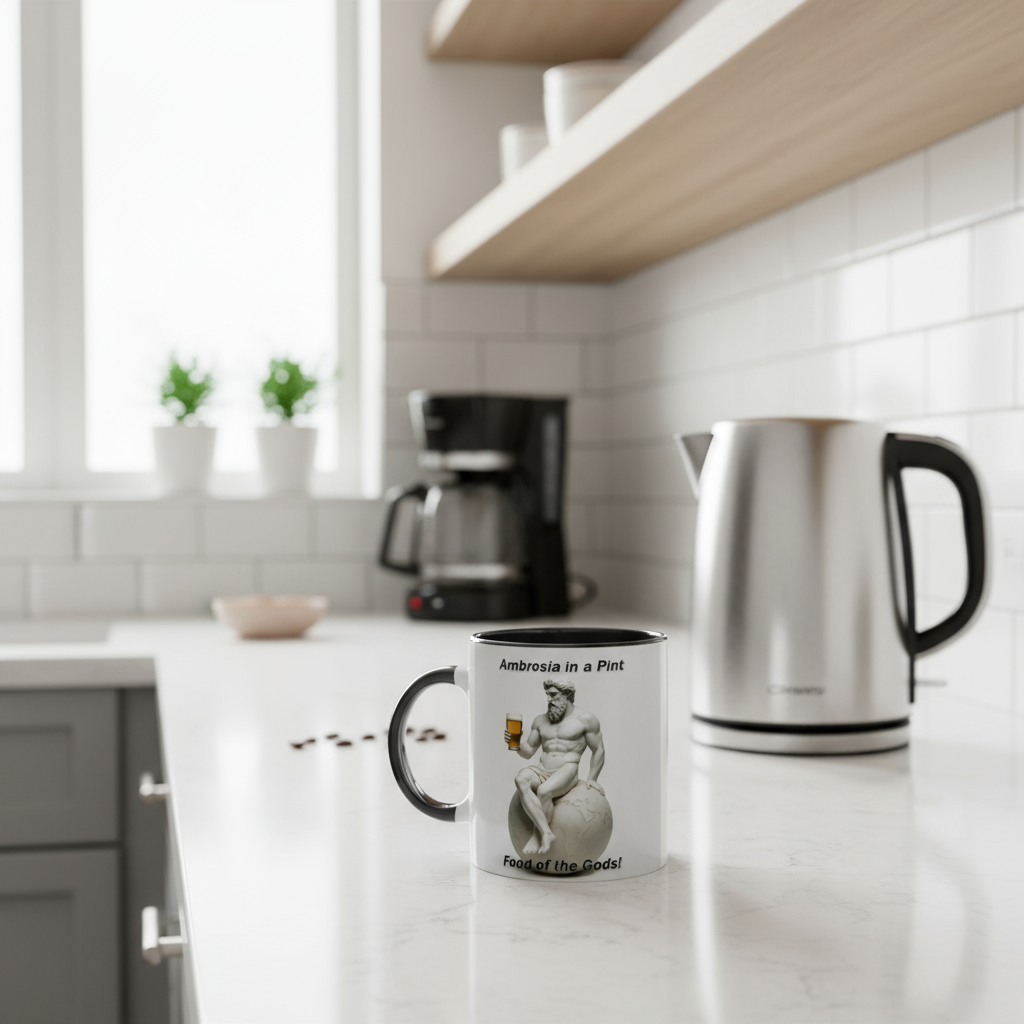 Atlas Ambrosia 11oz mug in kitchen - ready for fresh brew