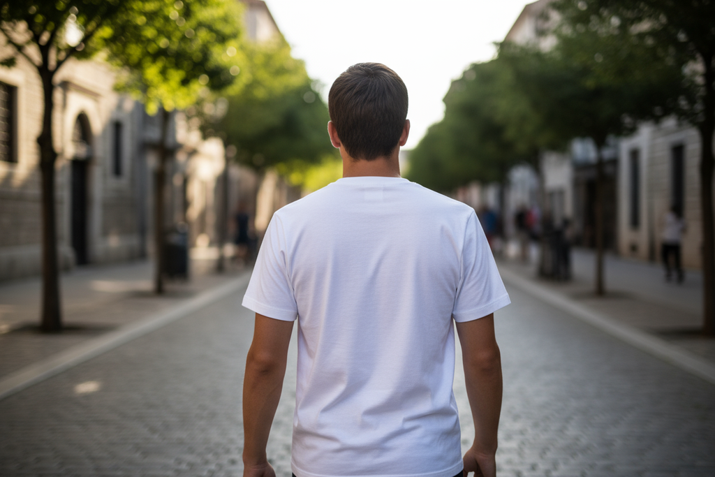 Atlas drinking nectar white t-shirt back view - plain white no print