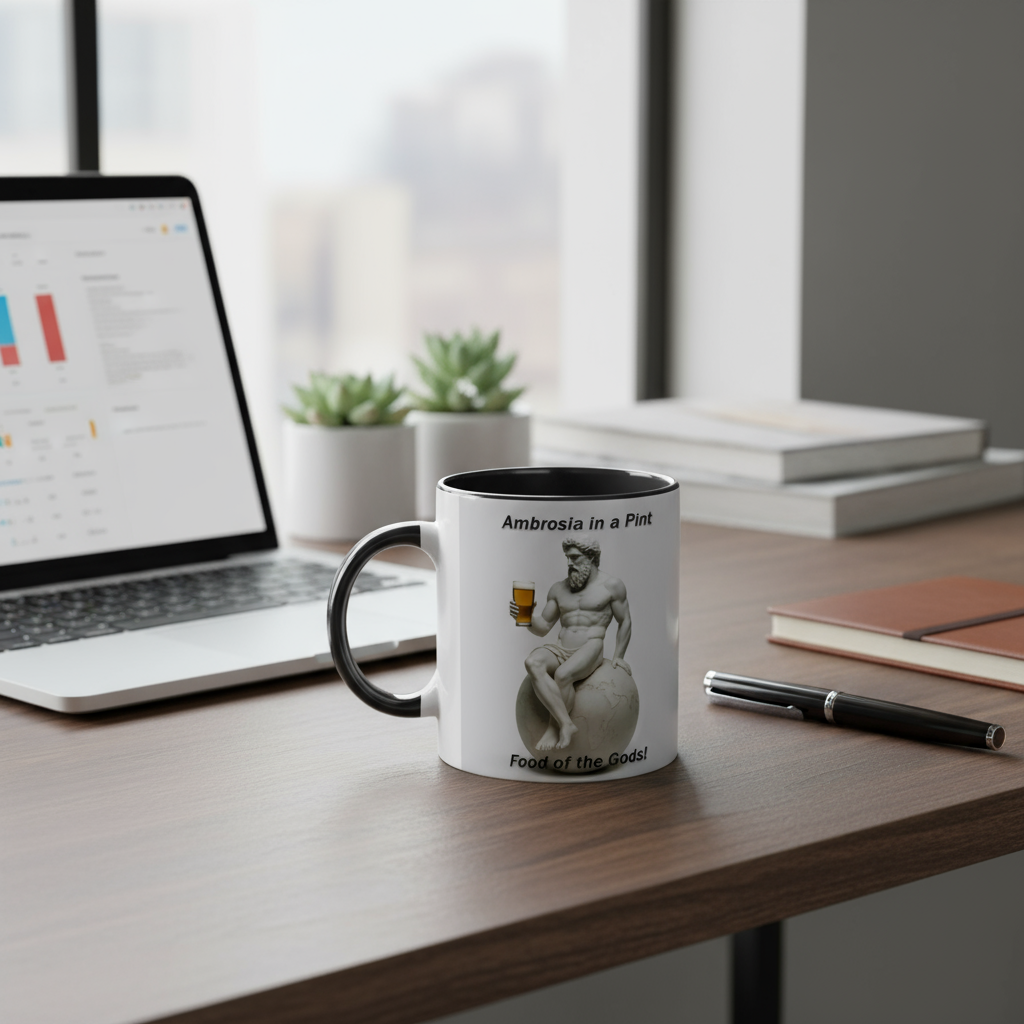 Atlas Ambrosia 11oz mug at office desk - perfect work companion