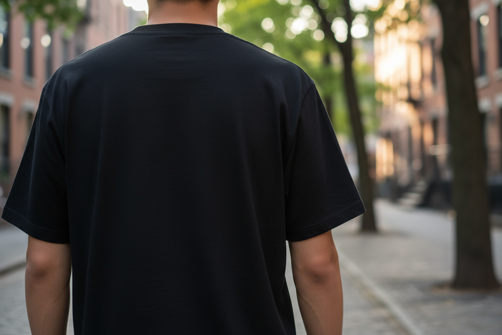 Atlas drinking nectar black t-shirt back view - plain black no print