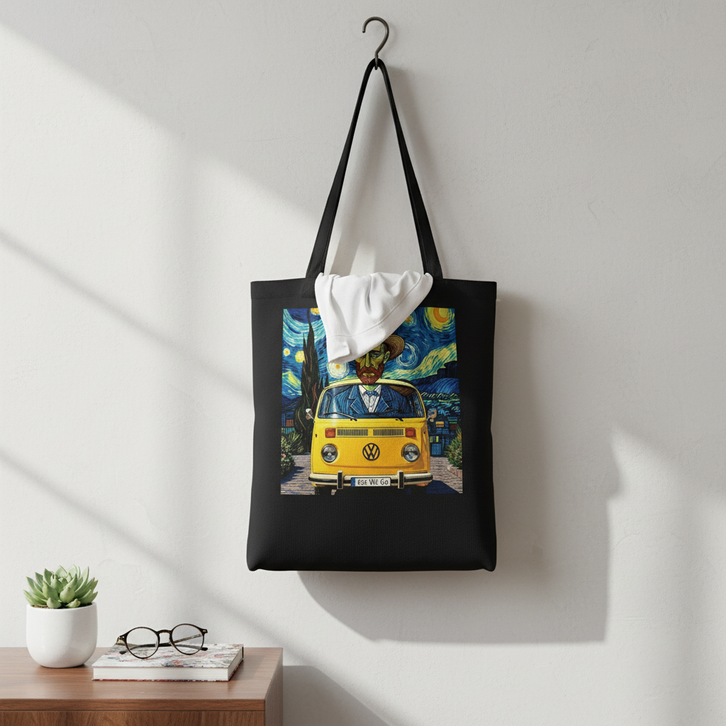 Van Gogh Ear We Go tote bag displayed - eco-friendly art lover gift