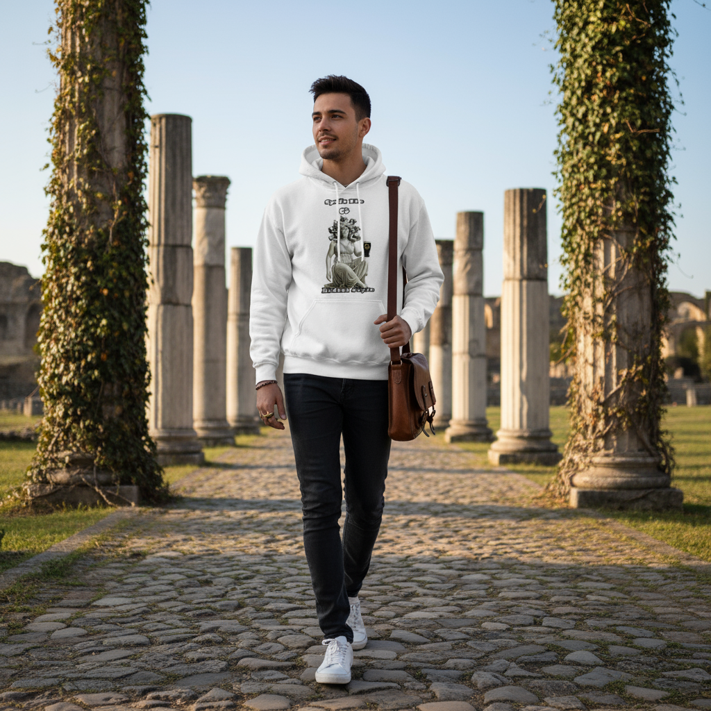 Medusa white hoodie outdoor casual