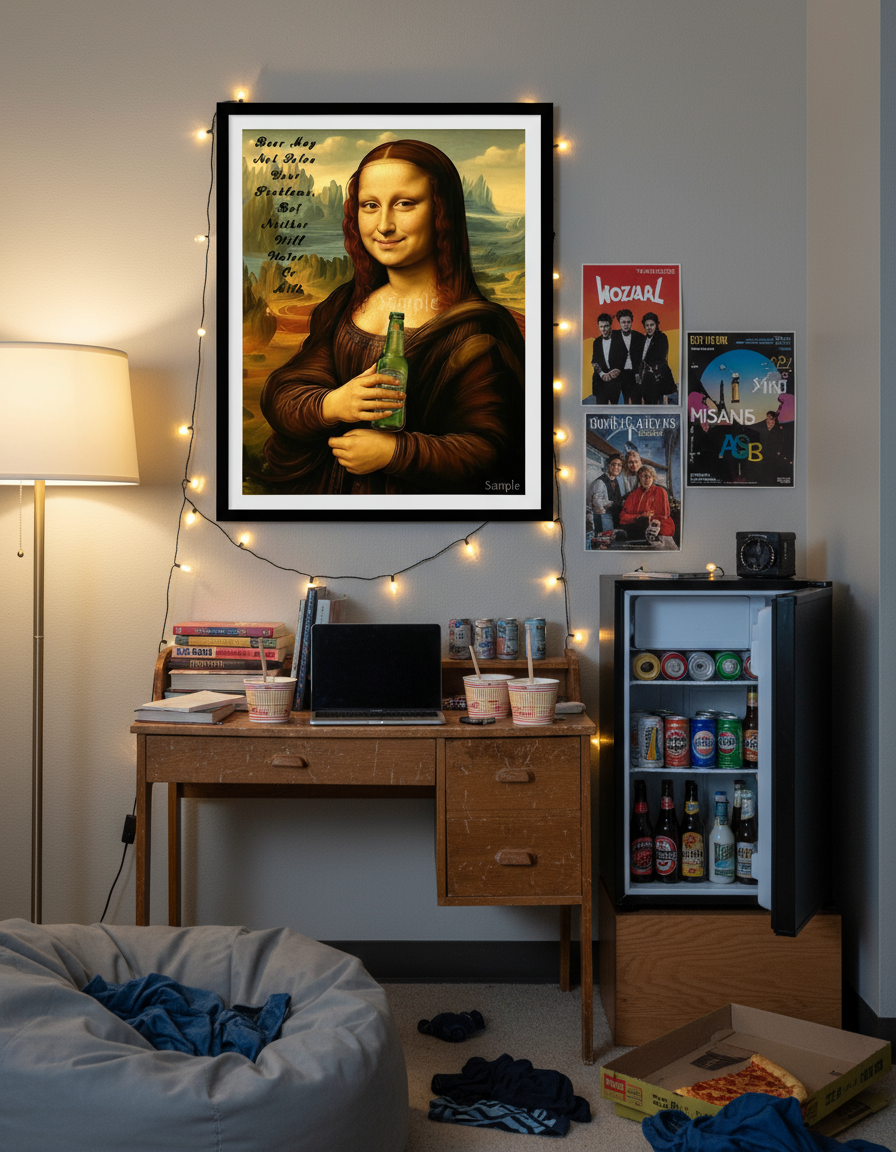 Mona Lisa beer parody art print 