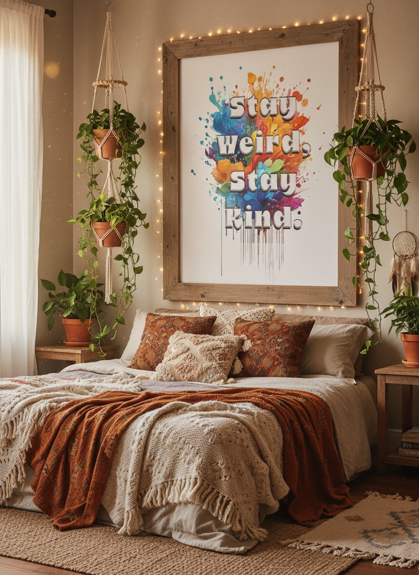 Stay Weird Stay Kind in Bedroom