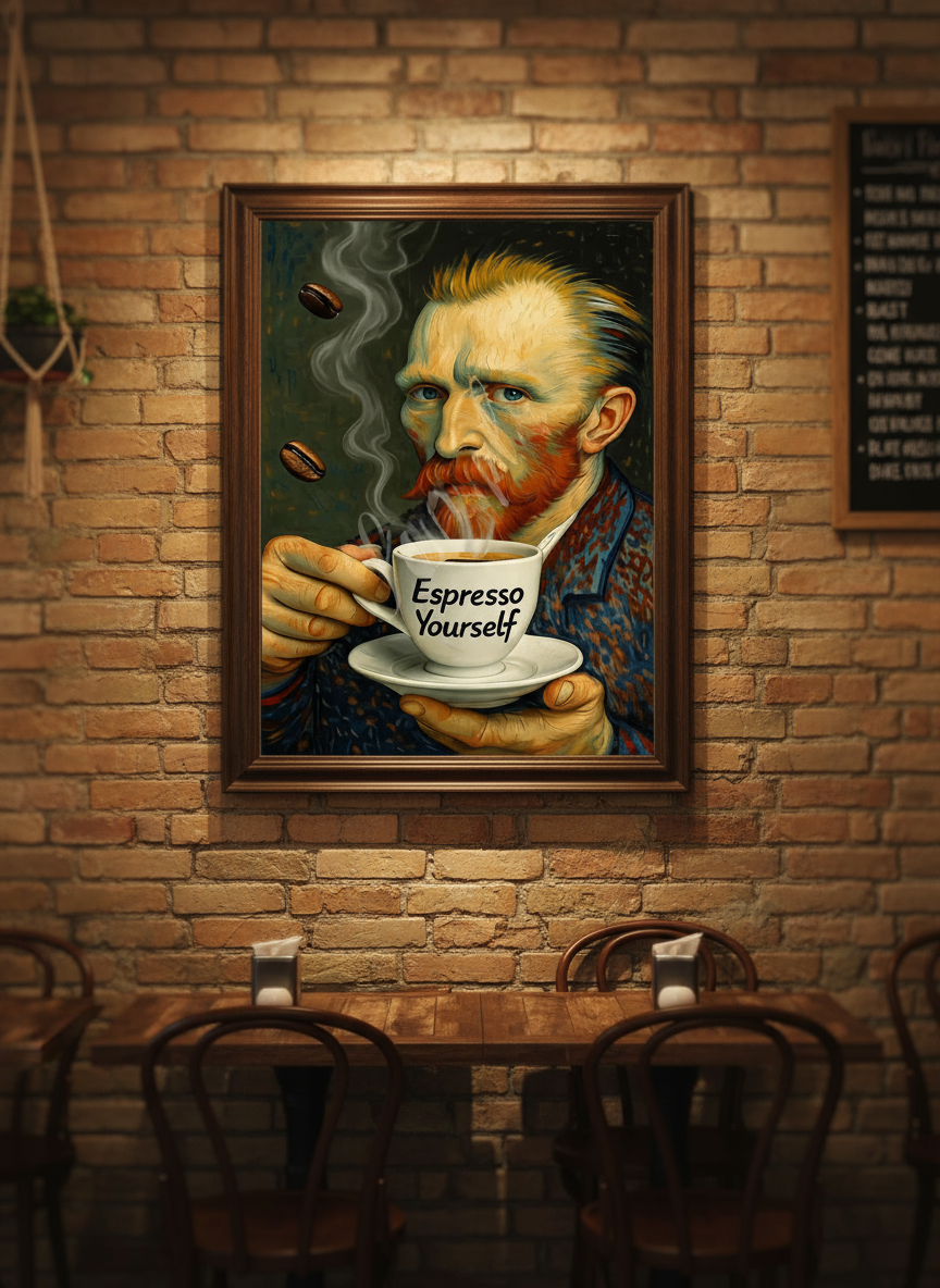 Van Gogh 'Espresso Yourself' Coffee Quote Print - 25x20" Digital Download