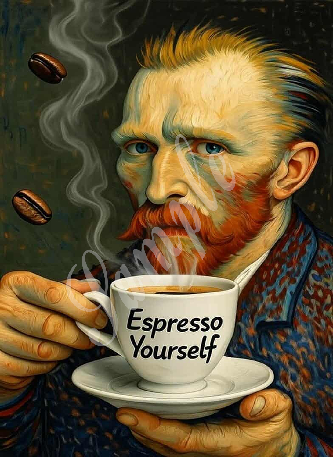 Van Gogh 'Espresso Yourself' Coffee Quote Print - 25x20" Digital Download