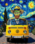 Van Gogh Ear We Go Digital Print Download - Starry Night VW Bus Digital Download