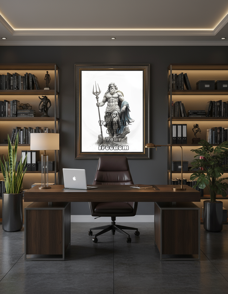 Zeus artwork in home office